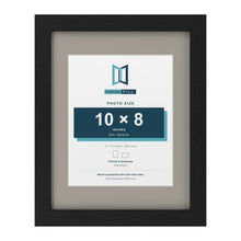 Black 14 x 11 inch picture frame with a Dawn Grey mount for a 10 x 8 inch photo