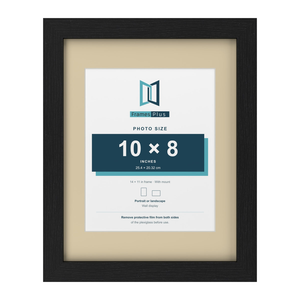 Black 14 x 11 inch picture frame with an ivory mount for a 10 x 8 inch photo