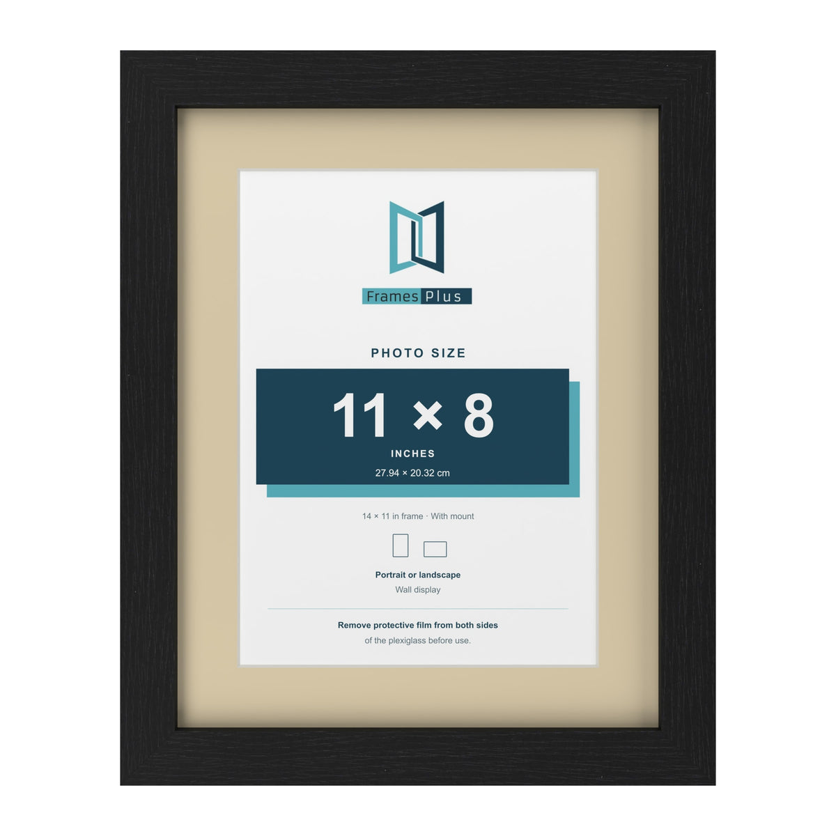 Black 14 x 11 inch picture frame with an ivory mount for an 11 x 8 inch photo