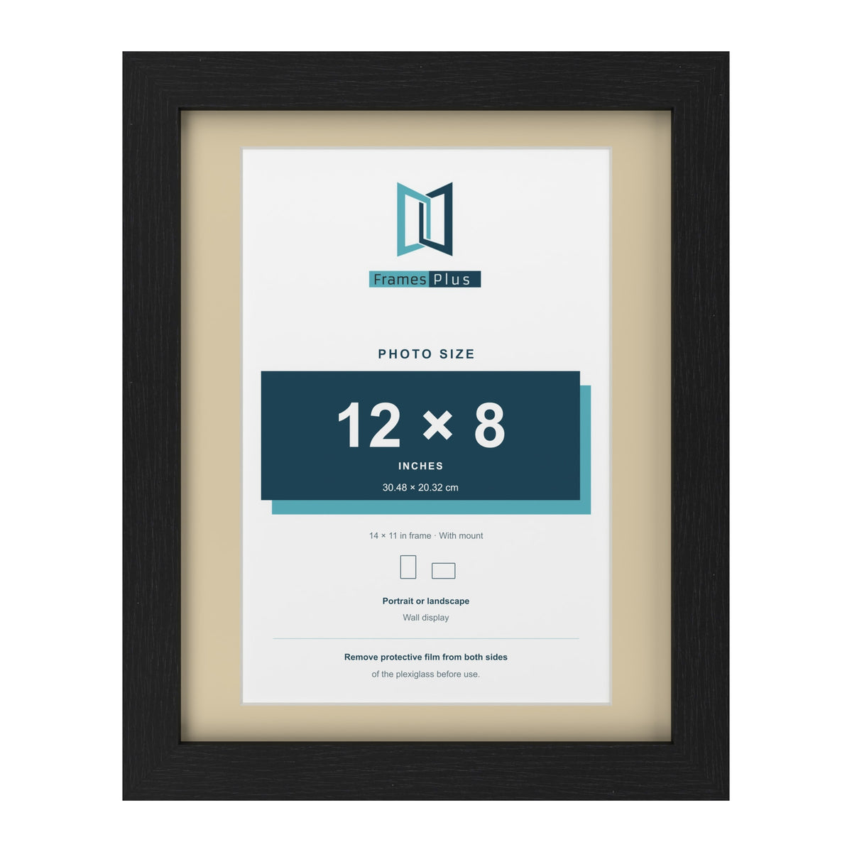 Black 14 x 11 inch picture frame with an ivory mount for a 12 x 8 inch photo