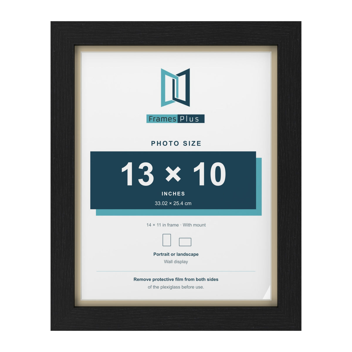 Black 14 x 11 inch picture frame with an ivory mount for a 13 x 10 inch photo