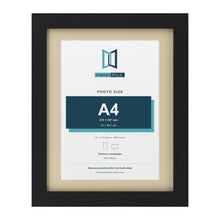 Black 14 x 11 inch picture frame with an ivory mount for an A4 photo