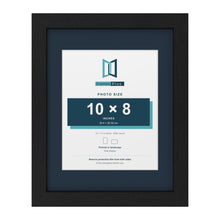 Black 14 x 11 inch picture frame with a Pacific Blue mount for a 10 x 8 inch photo