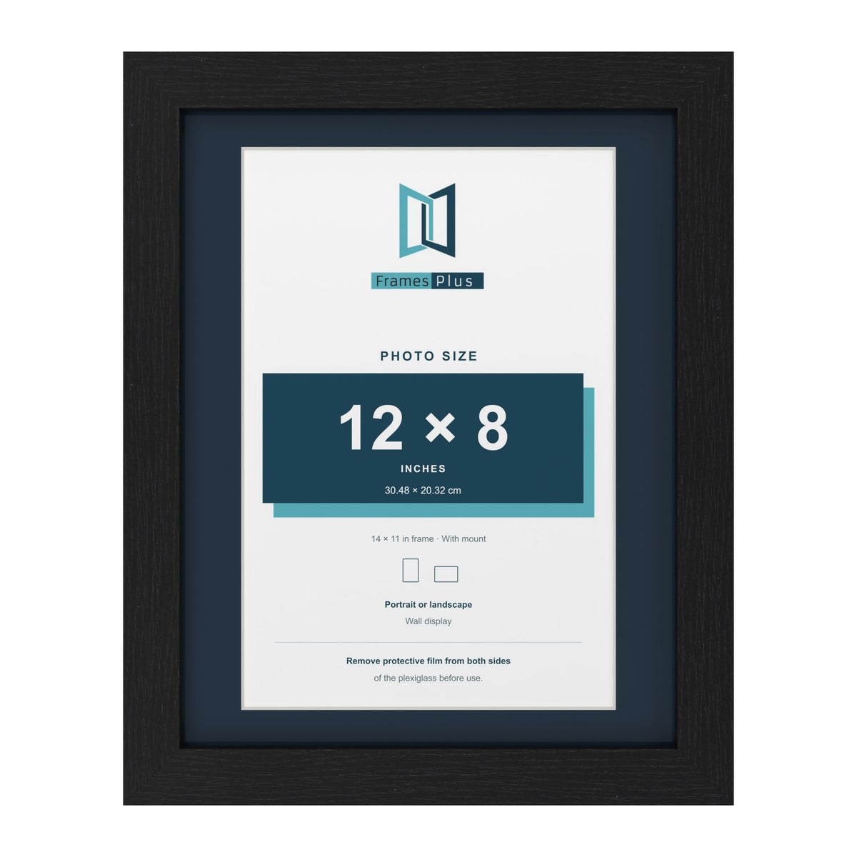 Black 14 x 11 inch picture frame with a Pacific Blue mount for a 12 x 8 inch photo