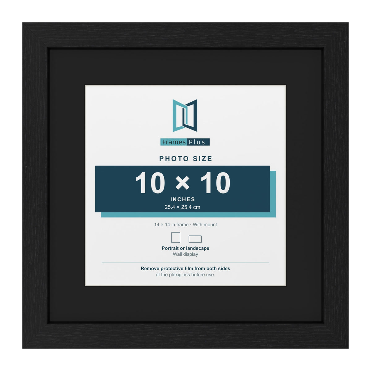Black 14 x 14 inch picture frame with a black mount for a 10 x 10 inch photo