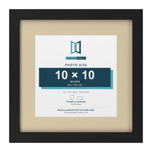 Black 14 x 14 inch picture frame with an ivory mount for a 10 x 10 inch photo