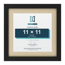 Black 14 x 14 inch picture frame with an ivory mount for an 11 x 11 inch photo