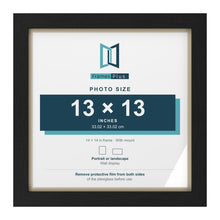 Black 14 x 14 inch picture frame with an ivory mount for a 13 x 13 inch photo