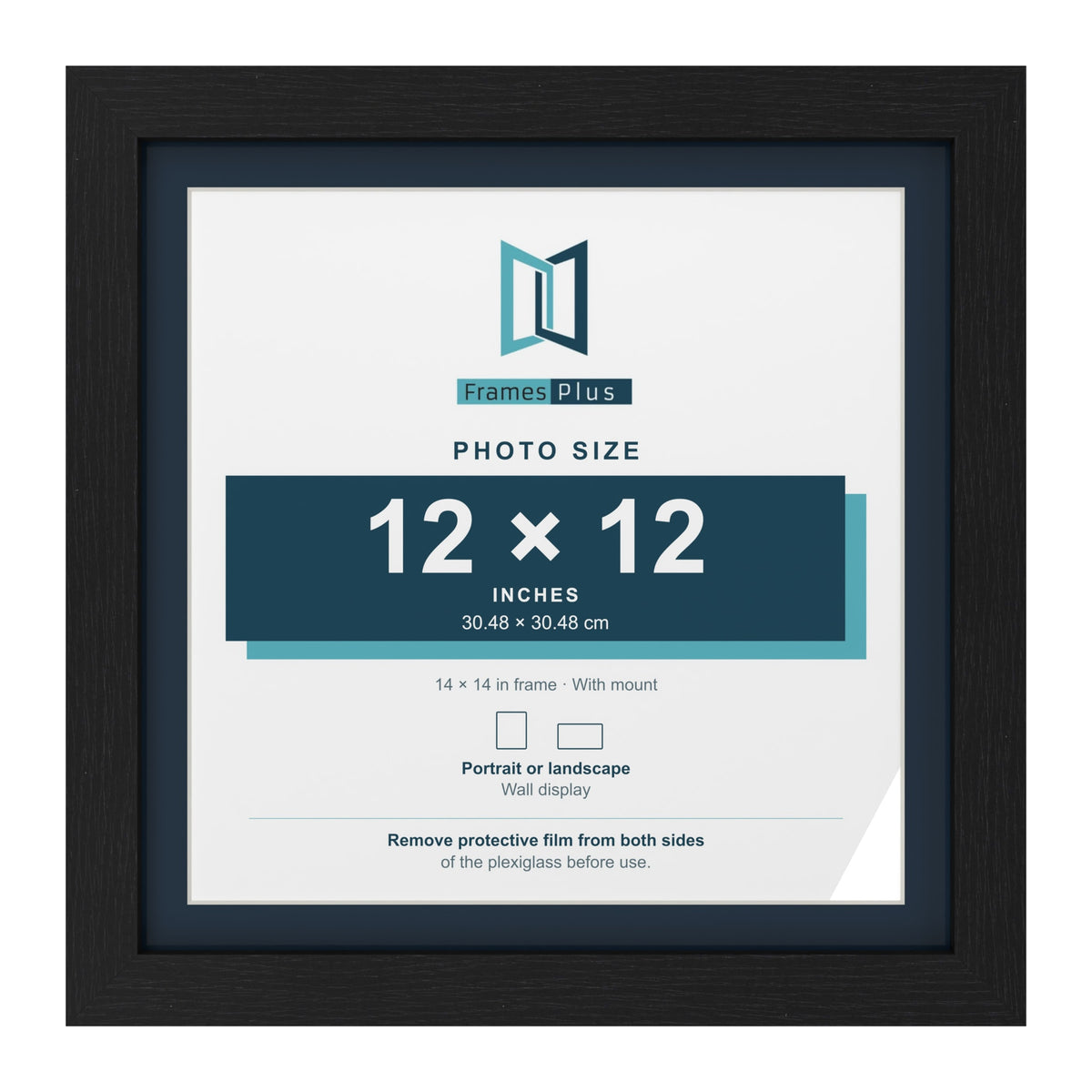 Black 14 x 14 inch picture frame with a Pacific Blue mount for a 12 x 12 inch photo
