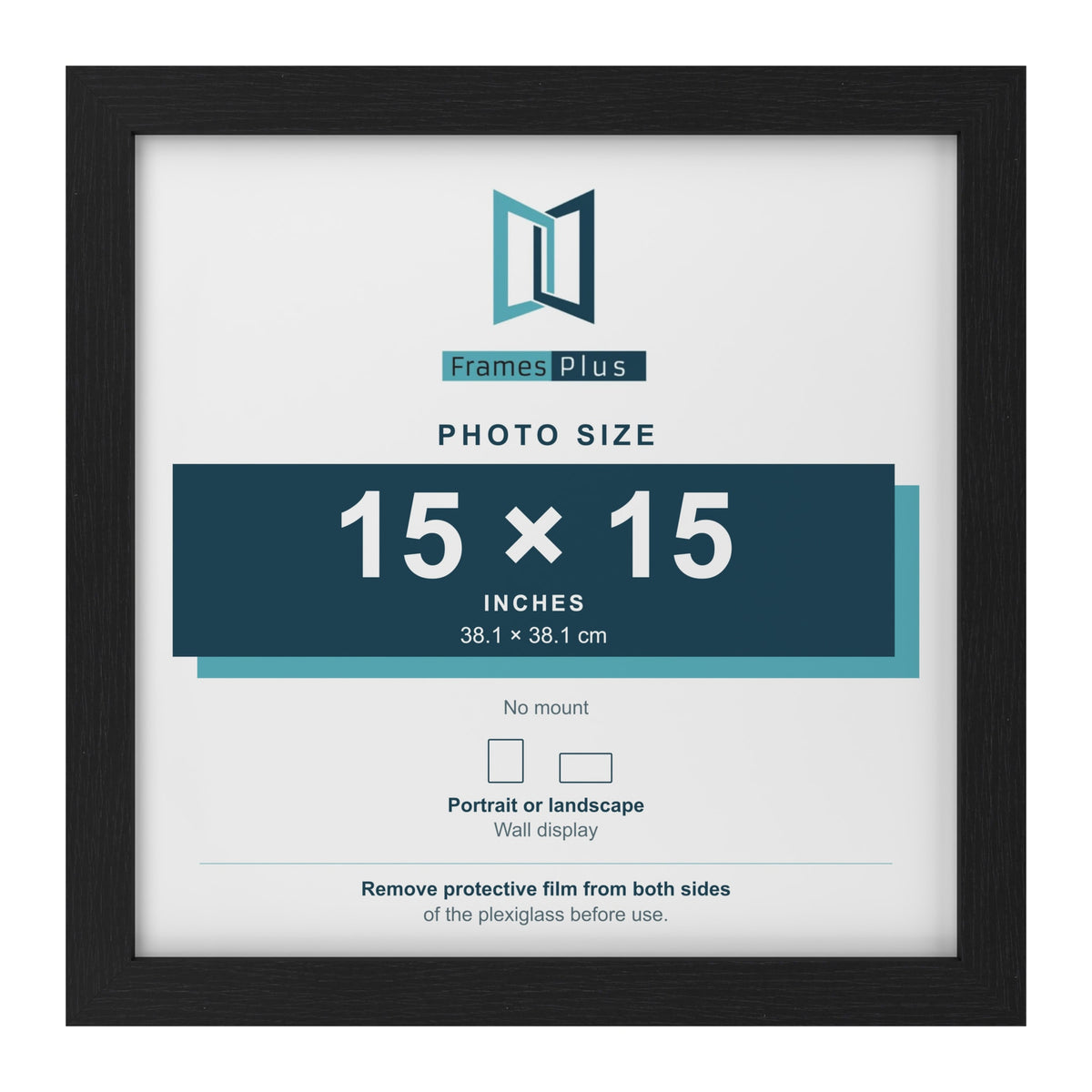 Black picture frame for a 15 x 15 inch photo