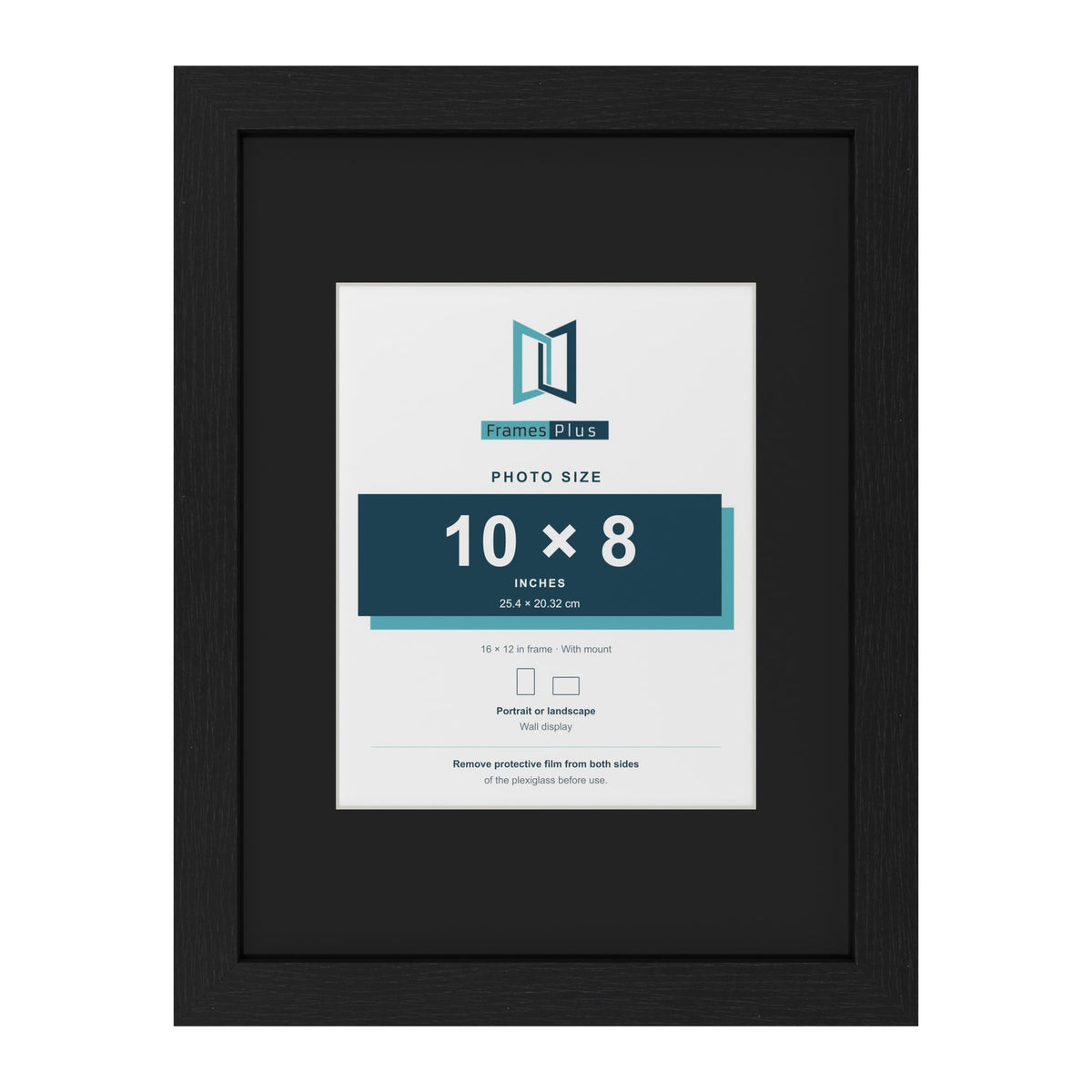 Black 16 x 12 inch picture frame with a black mount for a 10 x 8 inch photo