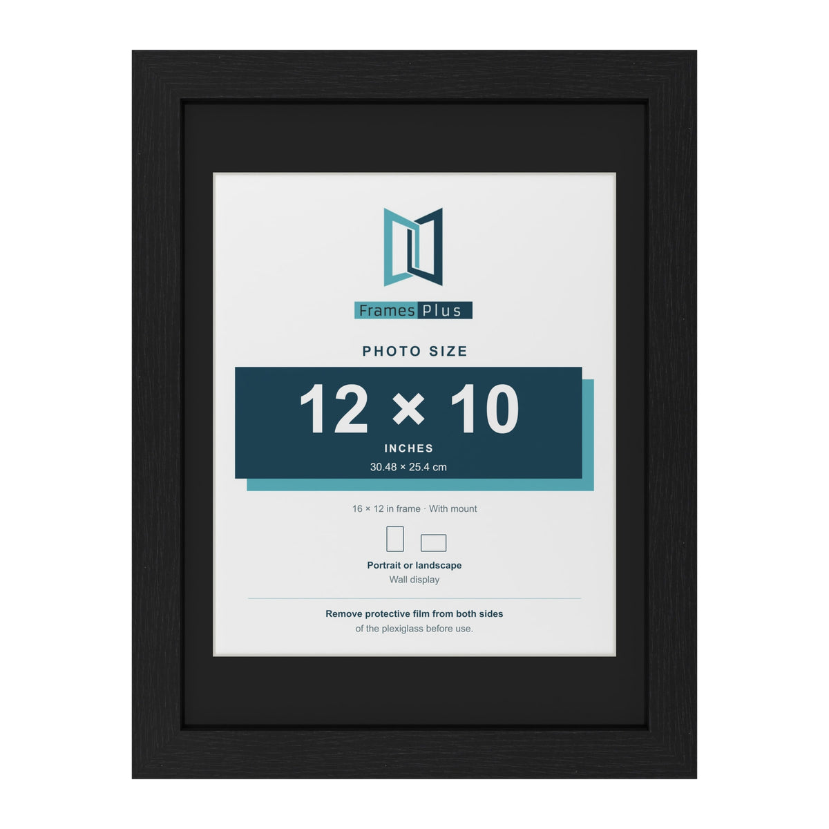 Black 16 x 12 inch picture frame with a black mount for a 12 x 10 inch photo
