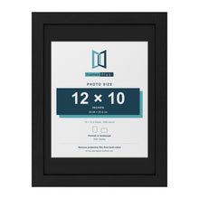 Black 16 x 12 inch picture frame with a black mount for a 12 x 10 inch photo