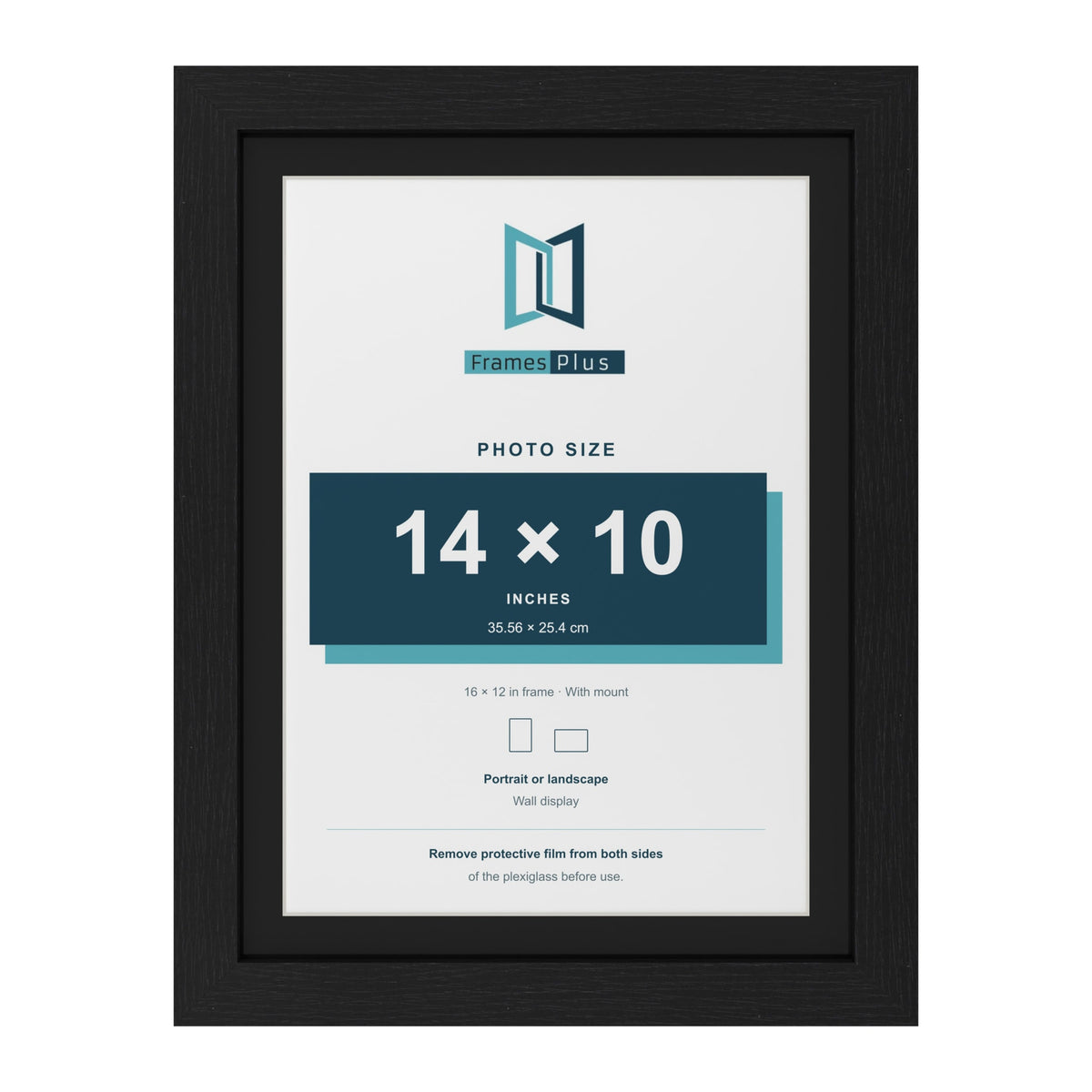 Black 16 x 12 inch picture frame with a black mount for a 14 x 10 inch photo