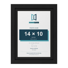 Black 16 x 12 inch picture frame with a black mount for a 14 x 10 inch photo