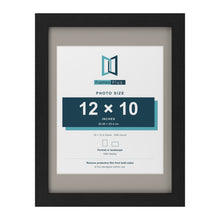 Black 16 x 12 inch picture frame with a Dawn Grey mount for a 12 x 10 inch photo