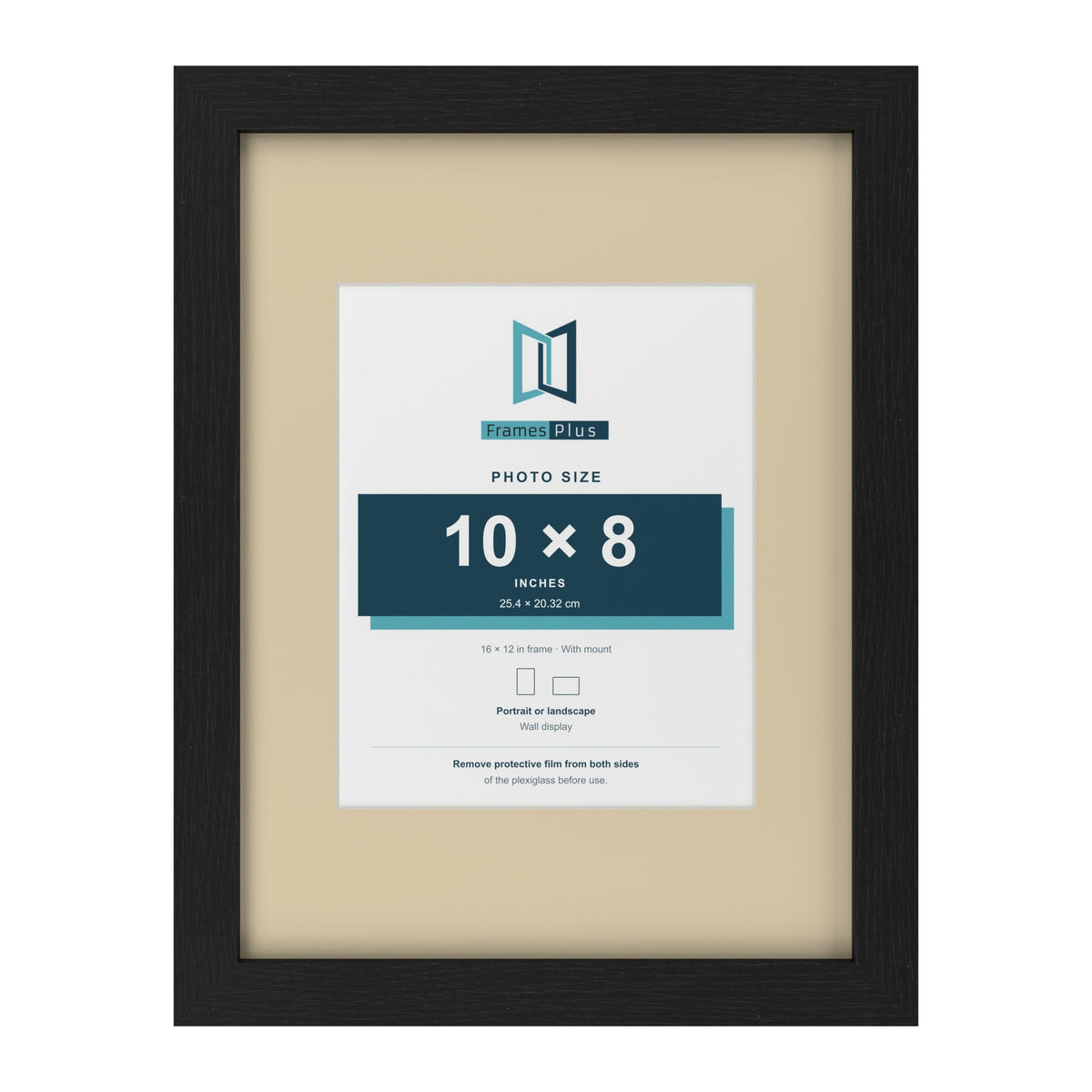 Black 16 x 12 inch picture frame with an ivory mount for a 10 x 8 inch photo