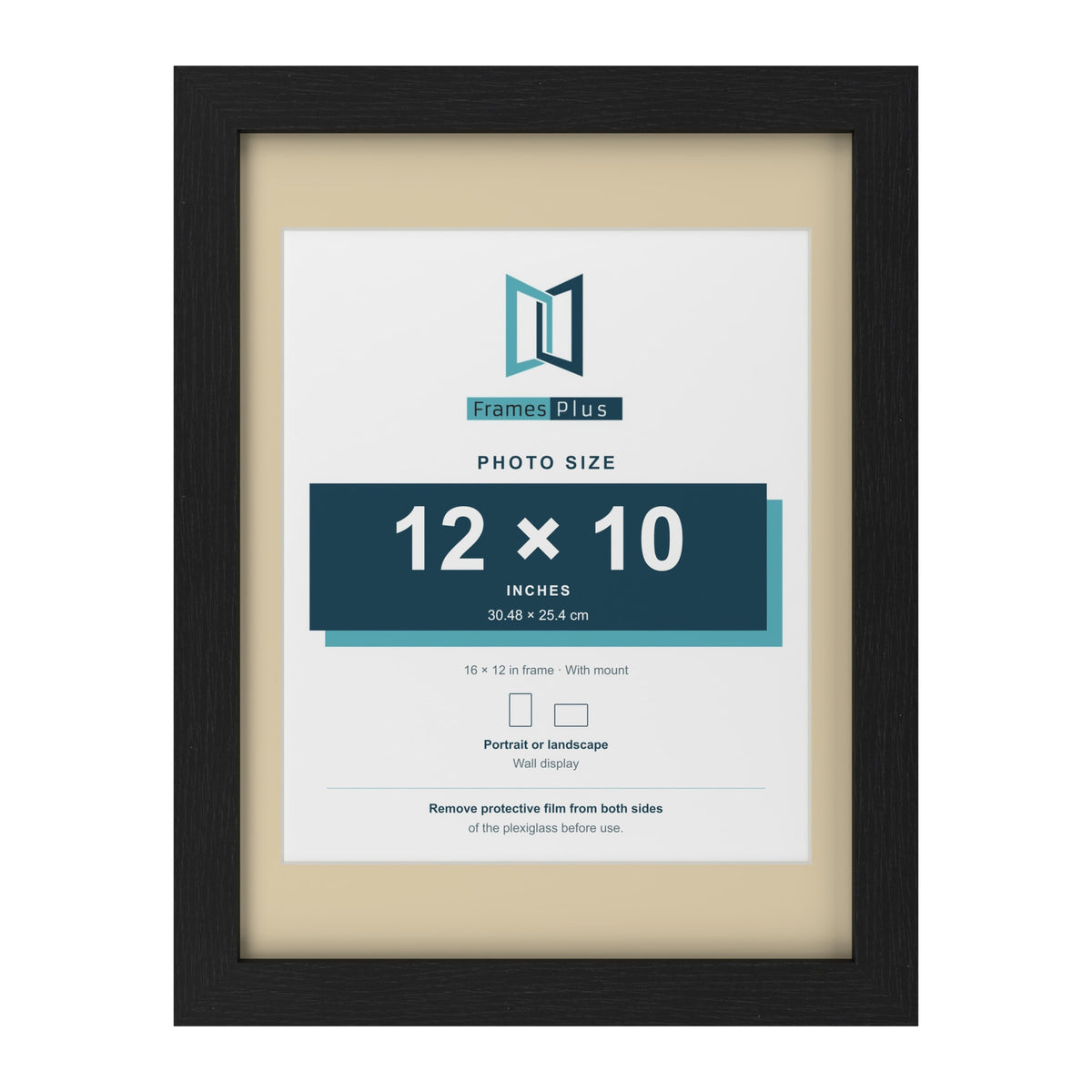 Black 16 x 12 inch picture frame with an ivory mount for a 12 x 10 inch photo