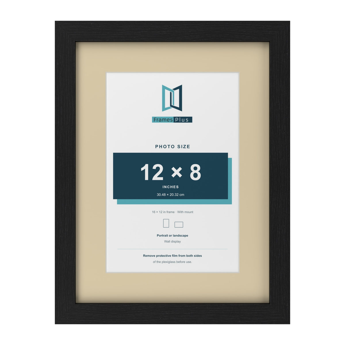 Black 16 x 12 inch picture frame with an ivory mount for a 12 x 8 inch photo