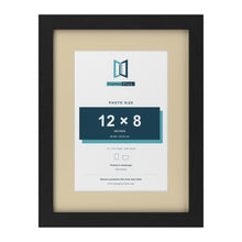 Black 16 x 12 inch picture frame with an ivory mount for a 12 x 8 inch photo