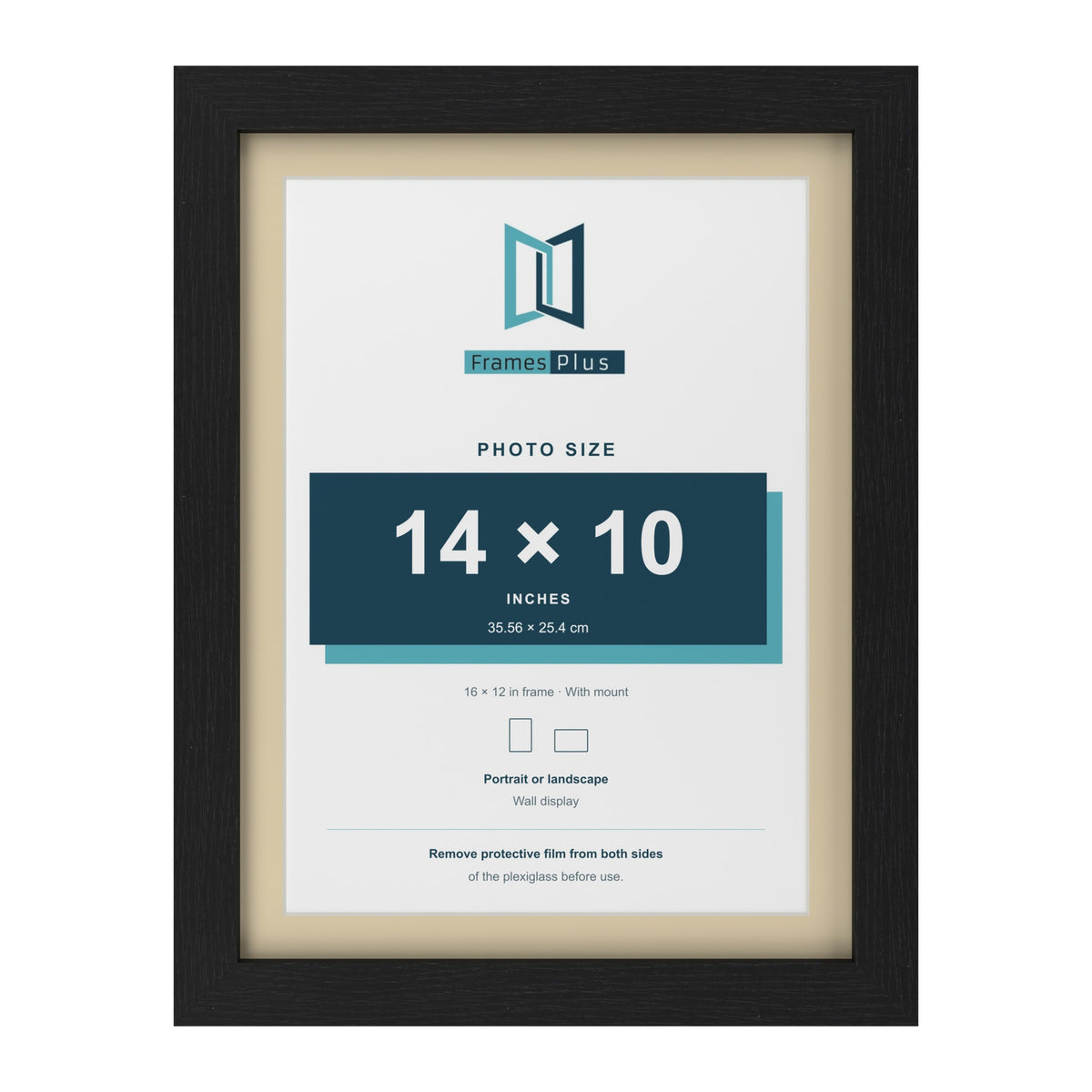 Black 16 x 12 inch picture frame with an ivory mount for a 14 x 10 inch photo