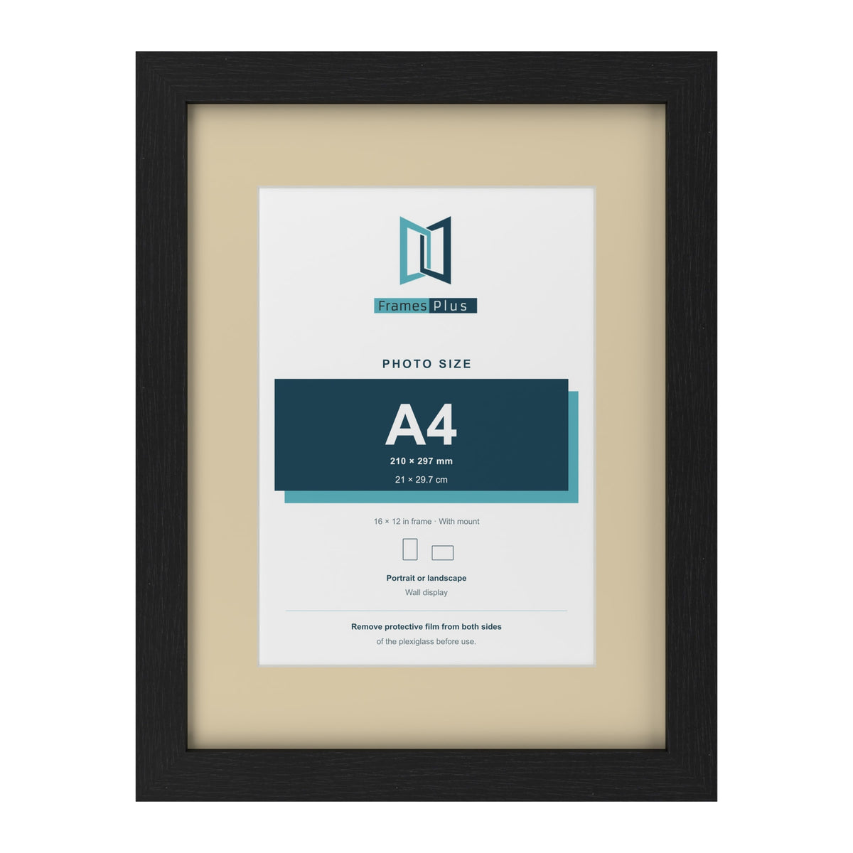 Black 16 x 12 inch picture frame with an ivory mount for an A4 photo