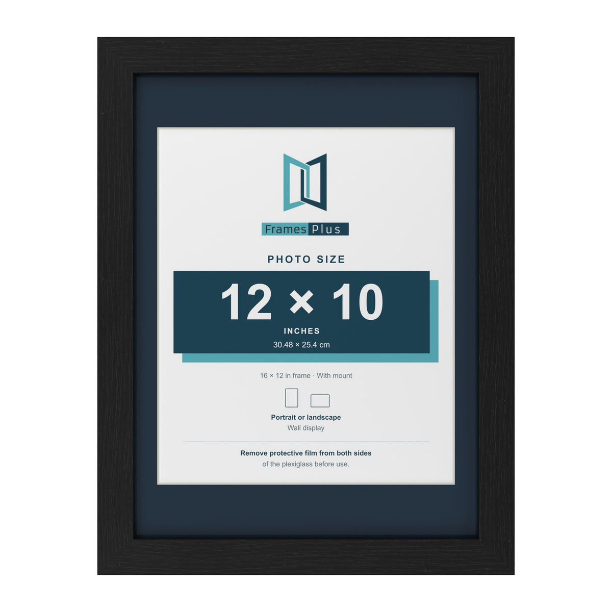 Black 16 x 12 inch picture frame with a Pacific Blue mount for a 12 x 10 inch photo