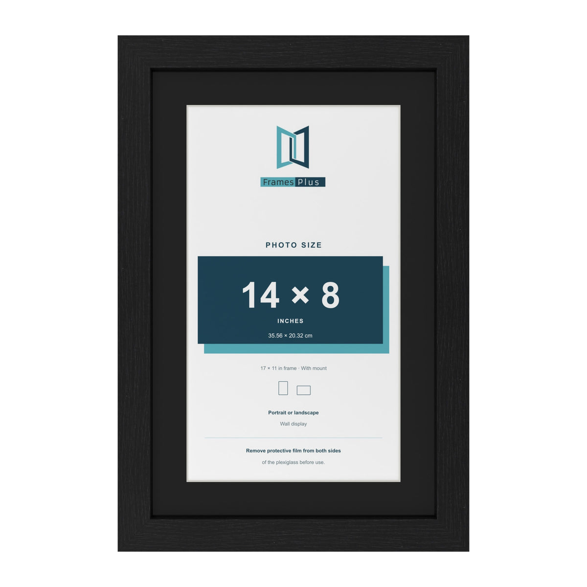 Black 17 x 11 inch picture frame with a black mount for a 14 x 8 inch photo