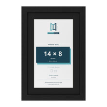 Black 17 x 11 inch picture frame with a black mount for a 14 x 8 inch photo
