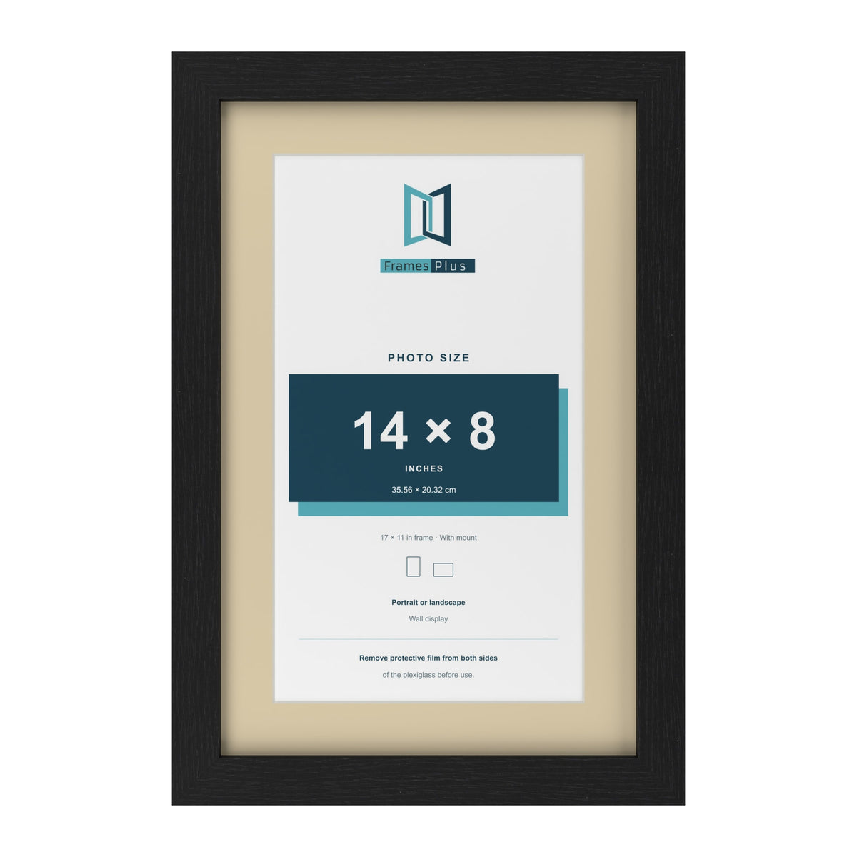 Black 17 x 11 inch picture frame with an ivory mount for a 14 x 8 inch photo