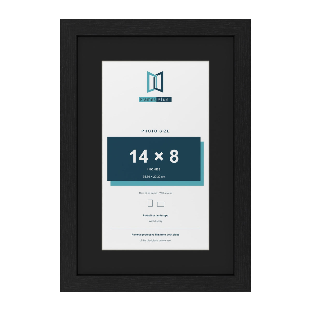 Black 18 x 12 inch picture frame with a black mount for a 14 x 8 inch photo