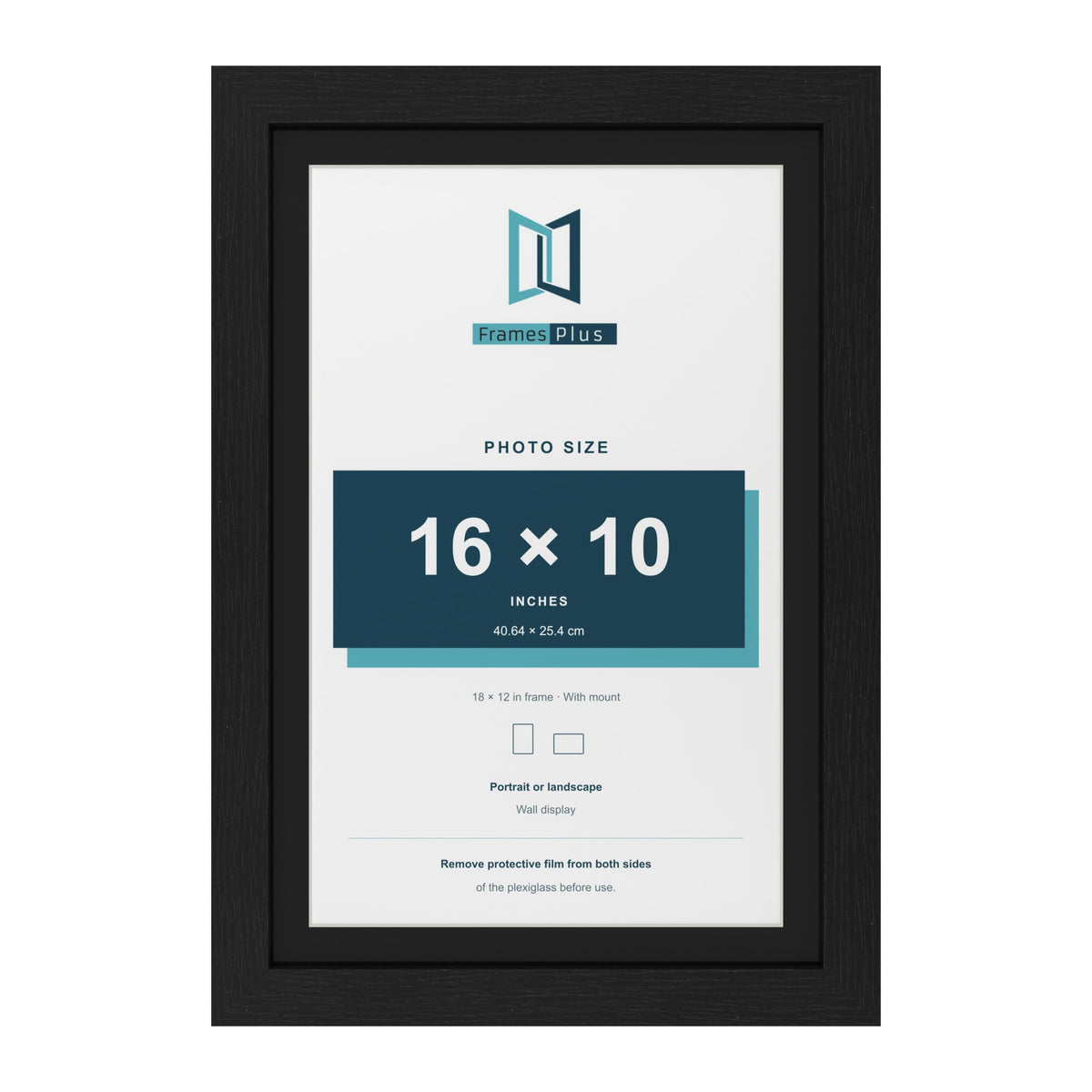 Black 18 x 12 inch picture frame with a black mount for a 16 x 10 inch photo