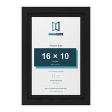 Black 18 x 12 inch picture frame with a black mount for a 16 x 10 inch photo