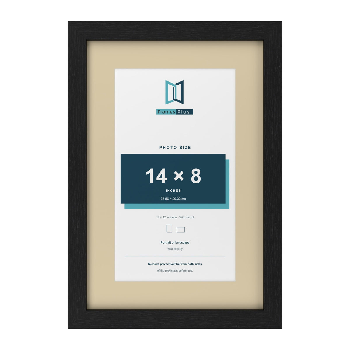Black 18 x 12 inch picture frame with an ivory mount for a 14 x 8 inch photo