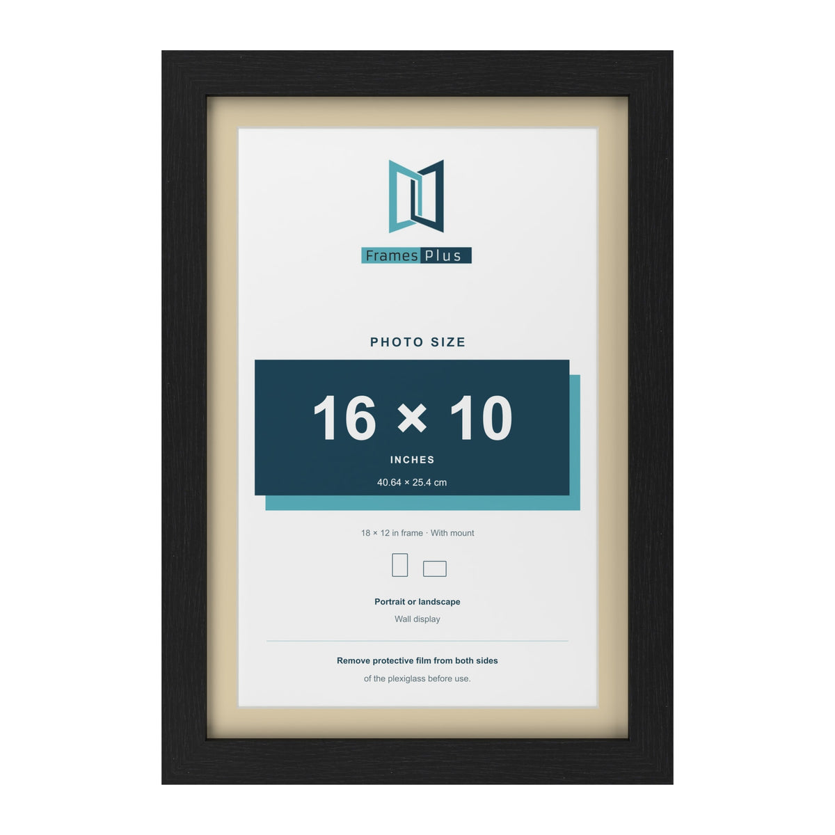 Black 18 x 12 inch picture frame with an ivory mount for a 16 x 10 inch photo