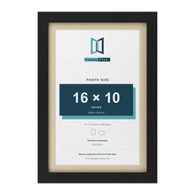 Black 18 x 12 inch picture frame with an ivory mount for a 16 x 10 inch photo