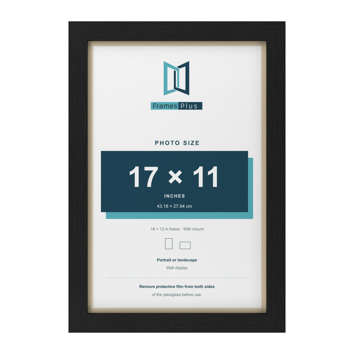 Black 18 x 12 inch picture frame with an ivory mount for a 17 x 11 inch photo