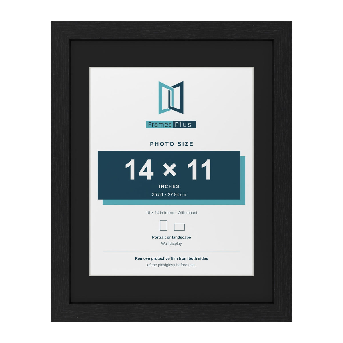 Black 18 x 14 inch picture frame with a black mount for a 14 x 11 inch photo