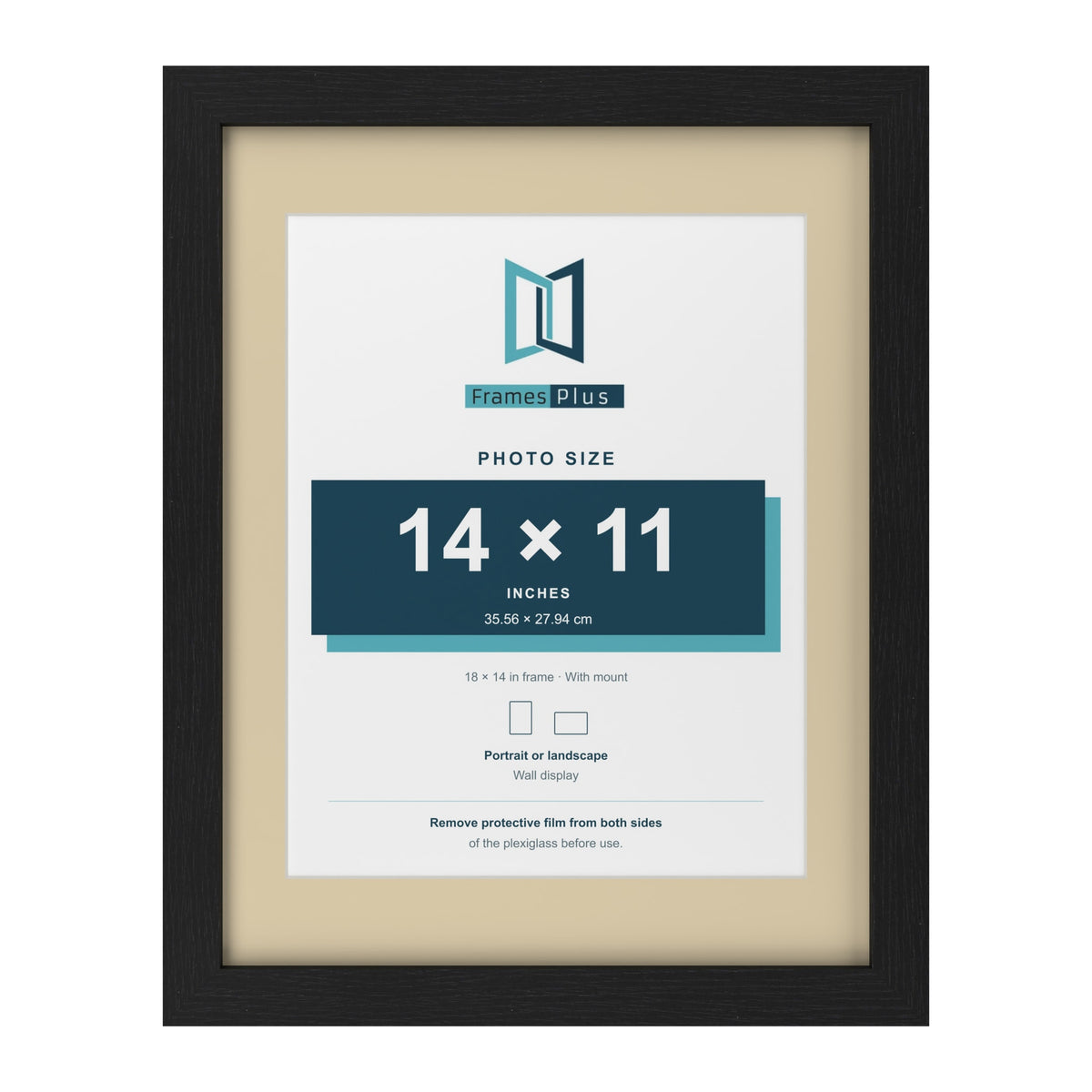 Black 18 x 14 inch picture frame with an ivory mount for a 14 x 11 inch photo