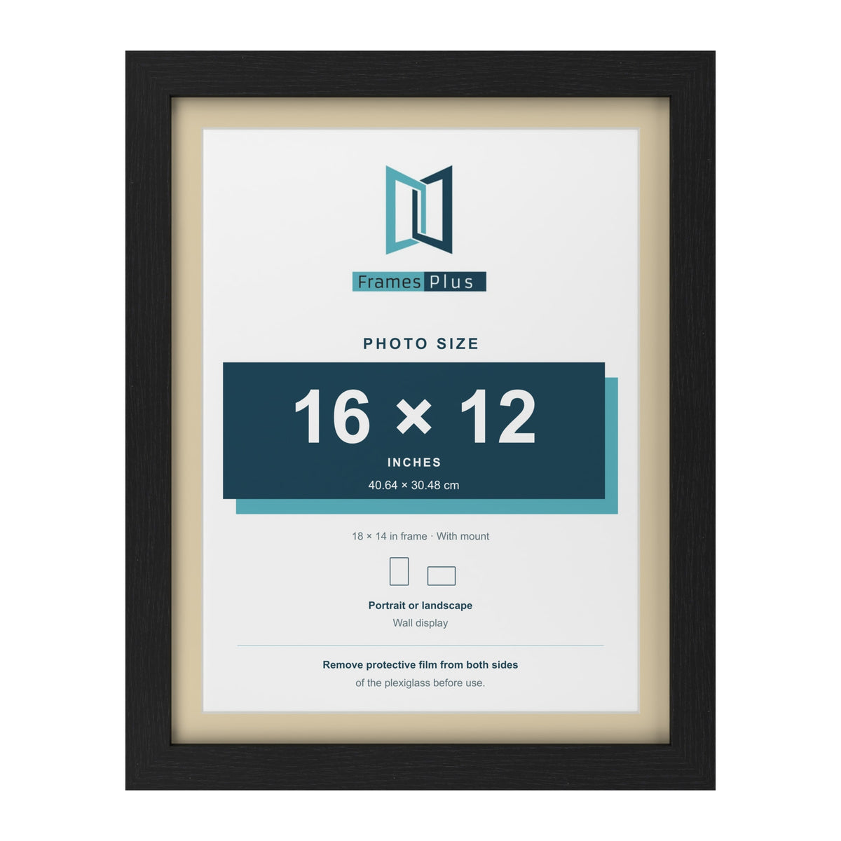 Black 18 x 14 inch picture frame with an ivory mount for a 16 x 12 inch photo
