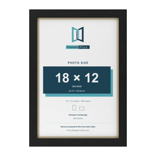 Black 19 x 13 inch picture frame with an ivory mount for an 18 x 12 inch photo