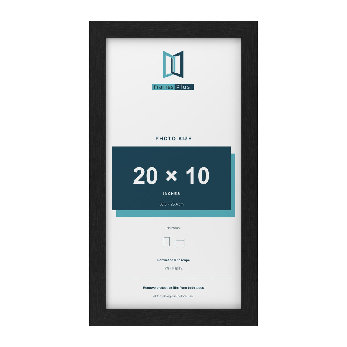 Black picture frame for a 20 x 10 inch photo