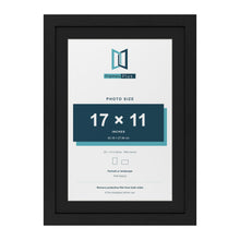 Black 20 x 14 inch picture frame with a black mount for a 17 x 11 inch photo