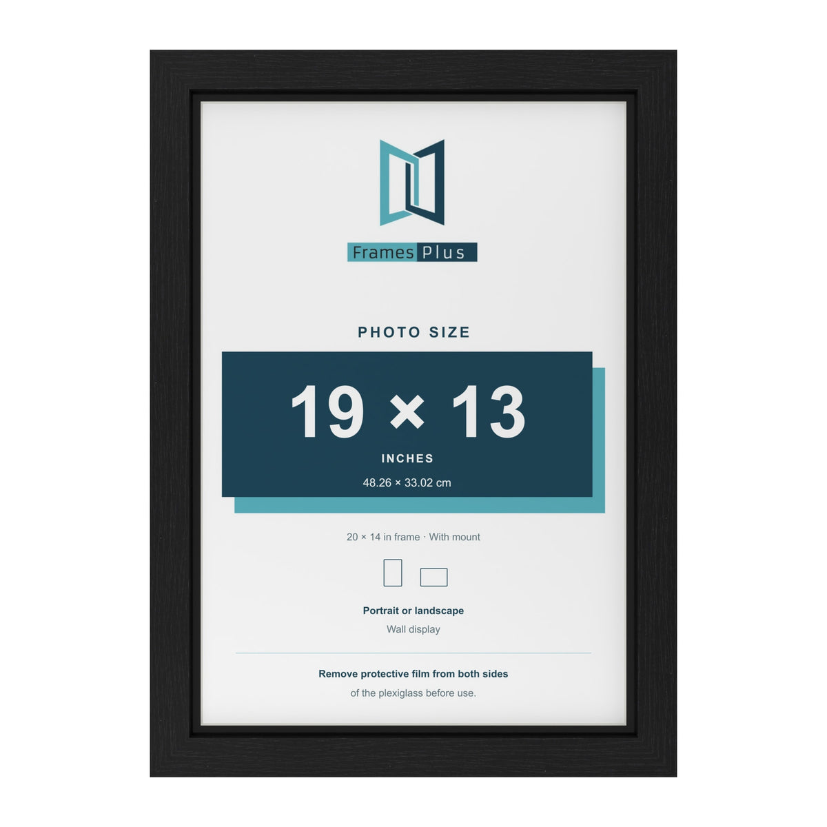 Black 20 x 14 inch picture frame with a black mount for a 19 x 13 inch photo