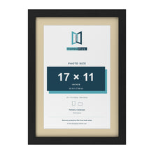 Black 20 x 14 inch picture frame with an ivory mount for a 17 x 11 inch photo