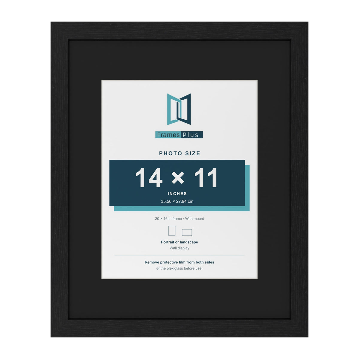 Black 20 x 16 inch picture frame with a black mount for a 14 x 11 inch photo