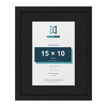 Black 20 x 16 inch picture frame with a black mount for a 15 x 10 inch photo