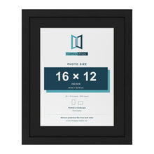 Black 20 x 16 inch picture frame with a black mount for a 16 x 12 inch photo