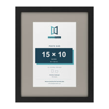 Black 20 x 16 inch picture frame with a Dawn Grey mount for a 15 x 10 inch photo