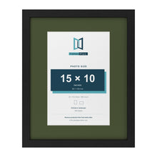 Black 20 x 16 inch picture frame with a green mount for a 15 x 10 inch photo